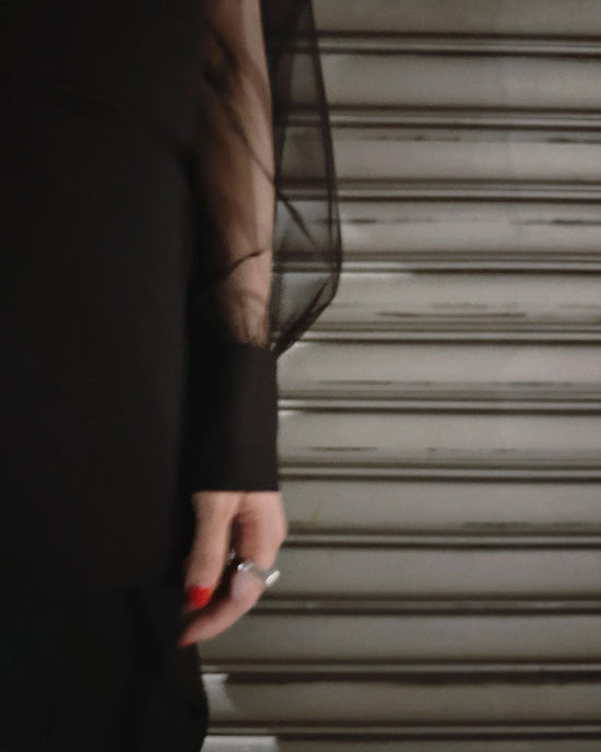 aalis WAWA mesh sleeves blazer (Black)