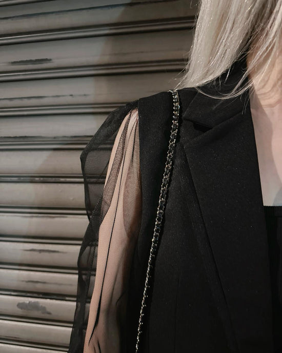 aalis WAWA mesh sleeves blazer (Black)