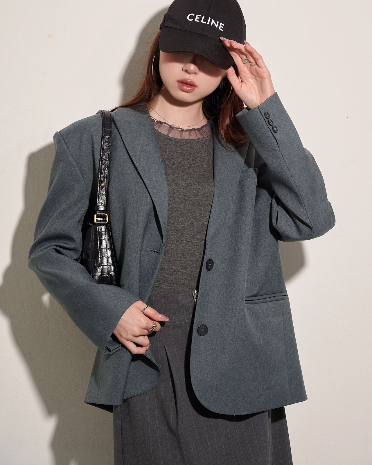 aalis TILDA shoulder padded blazer (Grey blue)