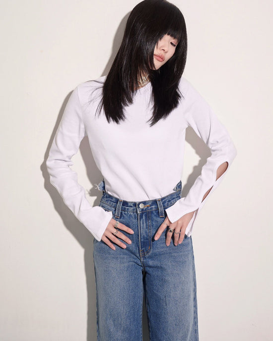 aalis SELA chain keyhole L/S top (White)