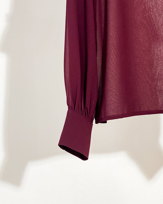 aalis SUKA ruffle front button down chiffon shirt (Burgundy)