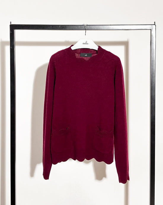 aalis HEDIA scallop edge cashmere sweater (Burgundy)