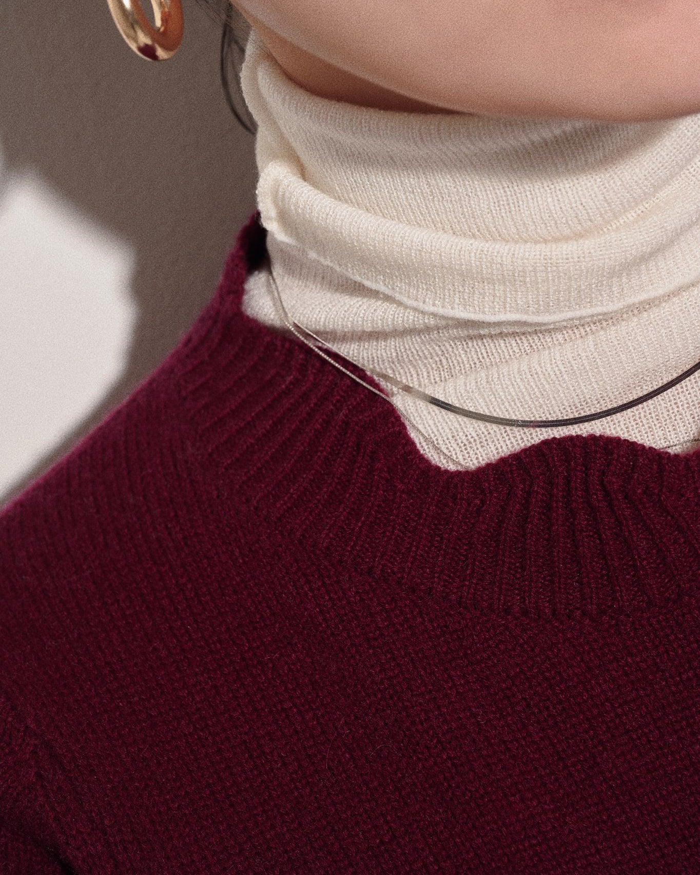 aalis HEDIA scallop edge cashmere sweater (Burgundy)