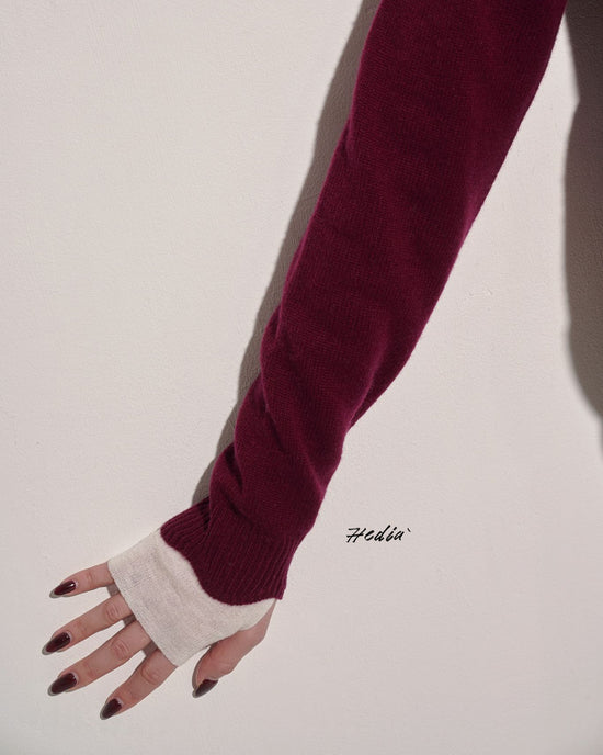 aalis HEDIA scallop edge cashmere sweater (Burgundy)