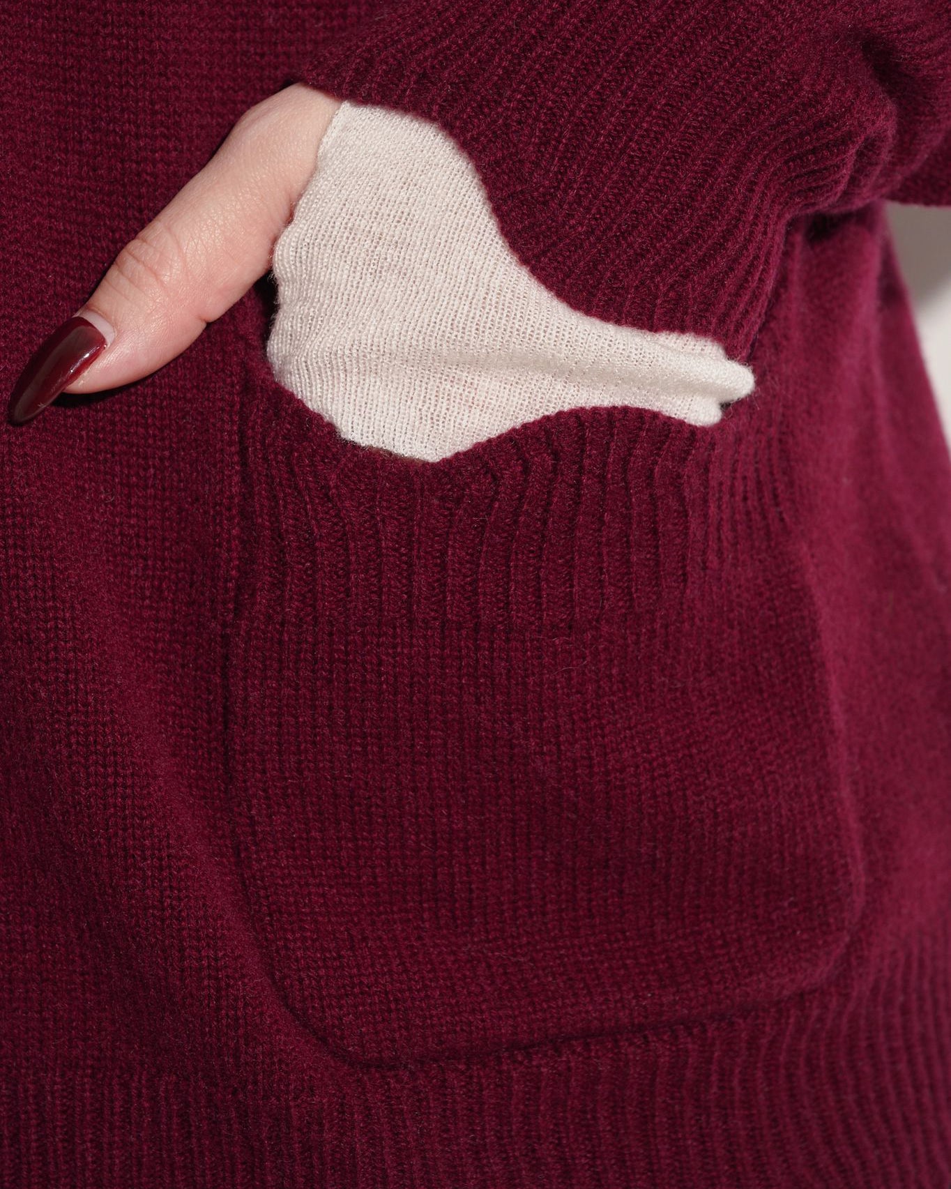 aalis HEDIA scallop edge cashmere sweater (Burgundy)