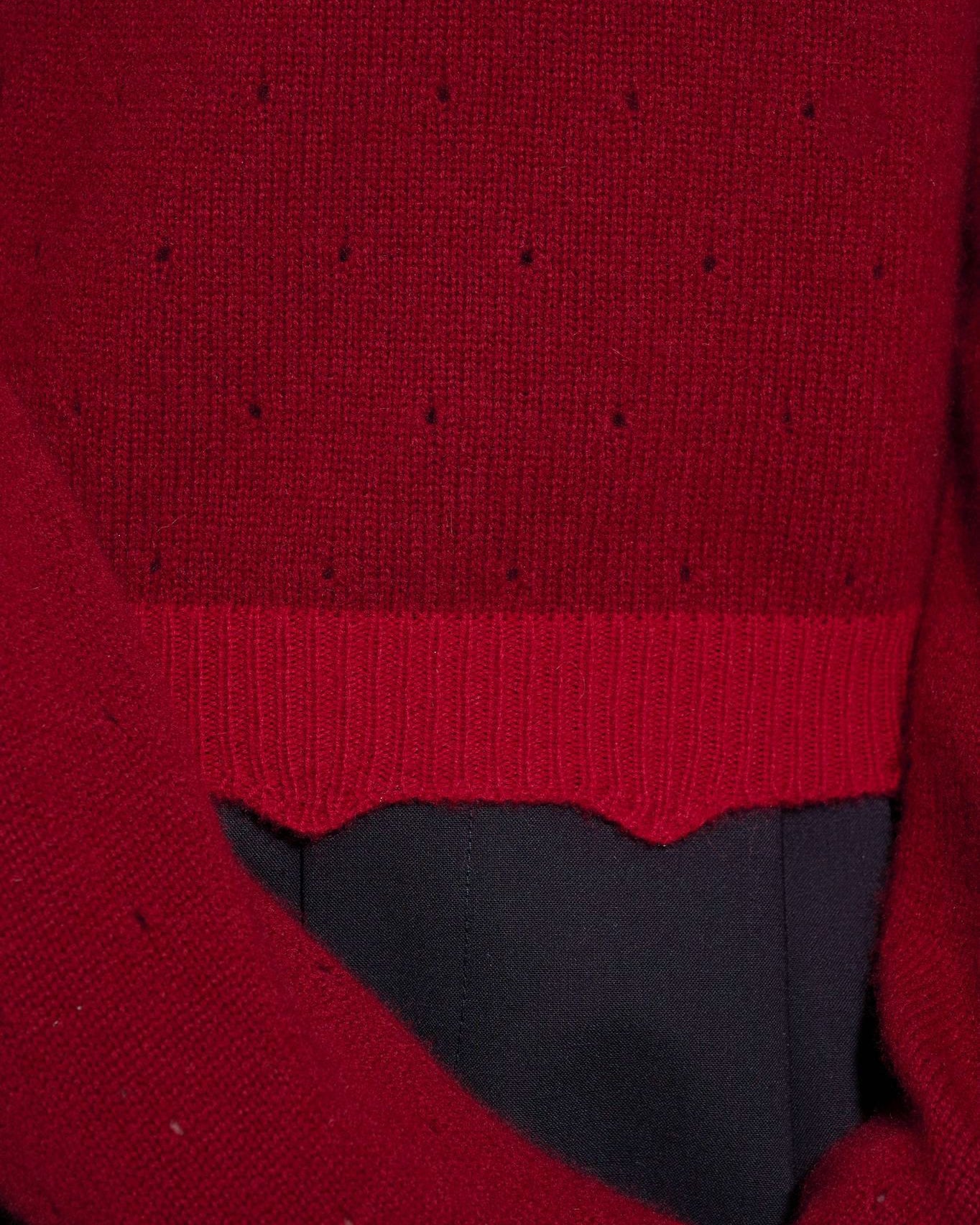 aalis HALA V neck color blocking button details sweater (Red mix)