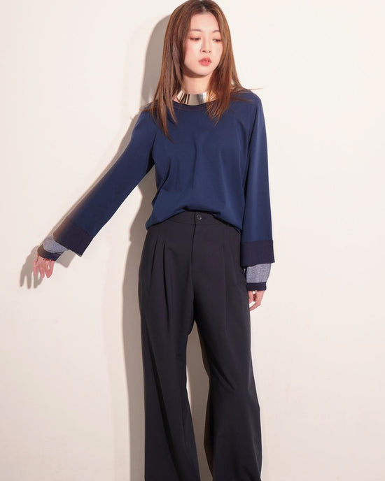 aalis SENNA knitted sweater sleeves top (Navy)