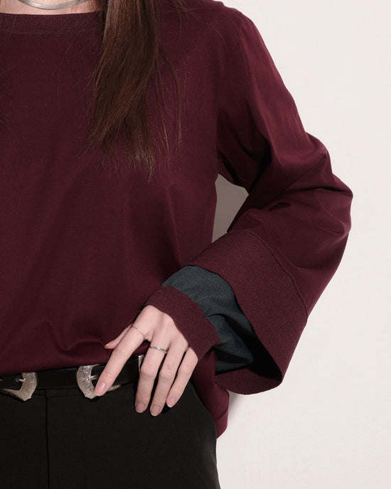 aalis SENNA knitted sweater sleeves top (Burgundy)