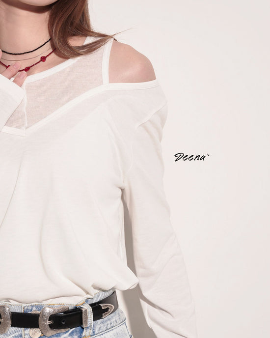 aalis DEENA cold shoulder two in one L/S top (White)