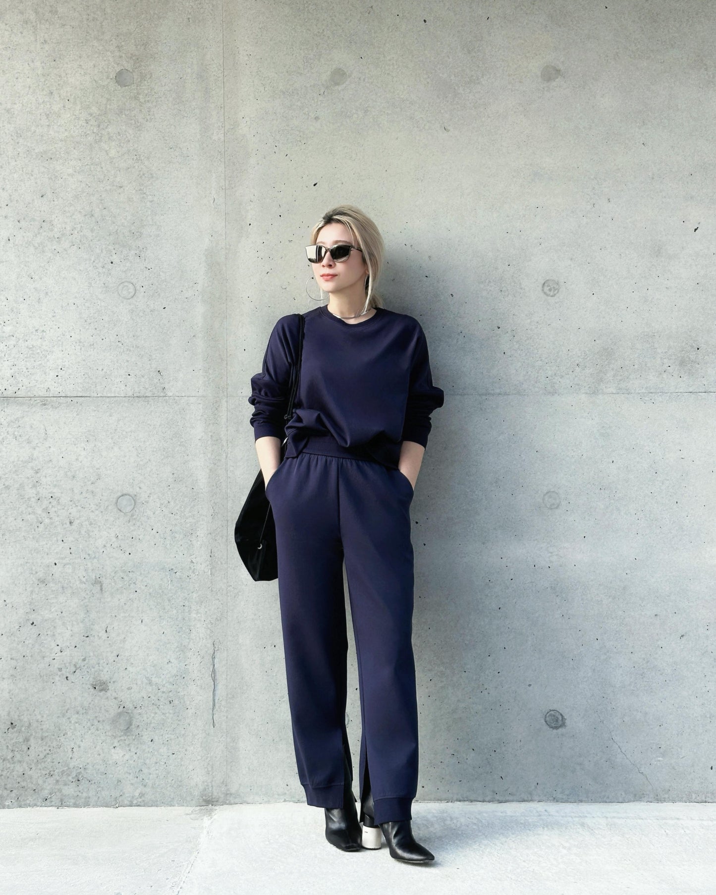 aalis NATASA ribbed sleeves sweater (Dark Blue)