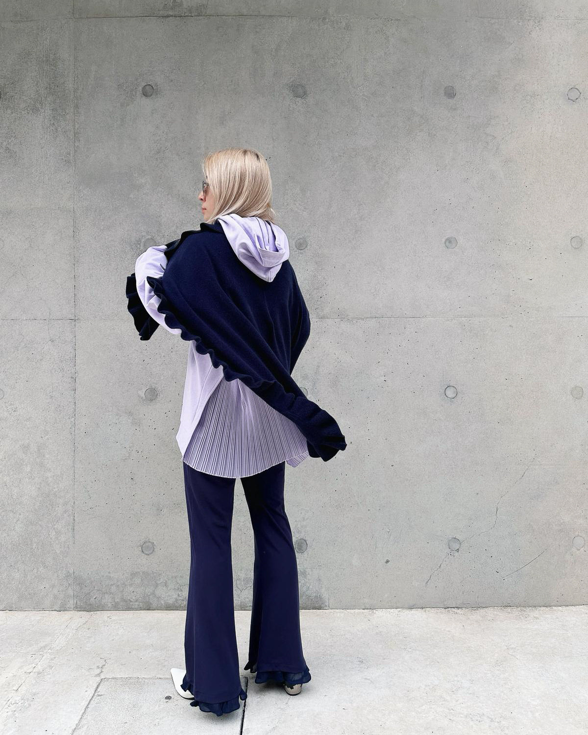 aalis PARMA pleated chiffon hoodie (Lilac)