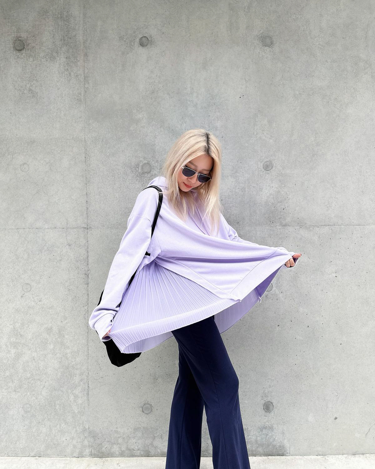 aalis PARMA pleated chiffon hoodie (Lilac)