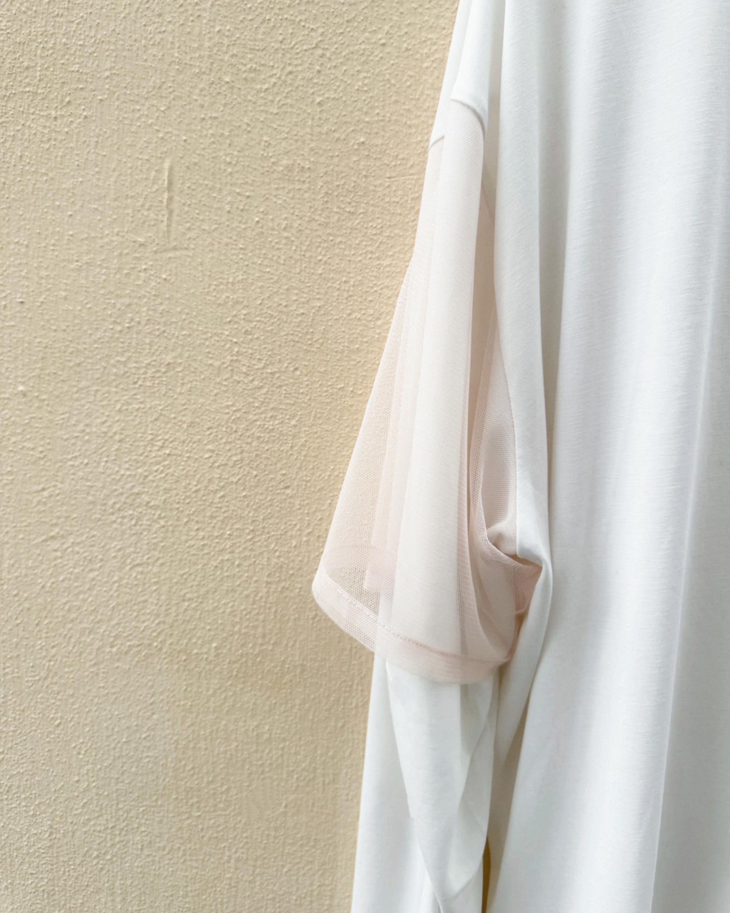 aalis AIMEE mesh short sleeves dropped shoulder top (White)