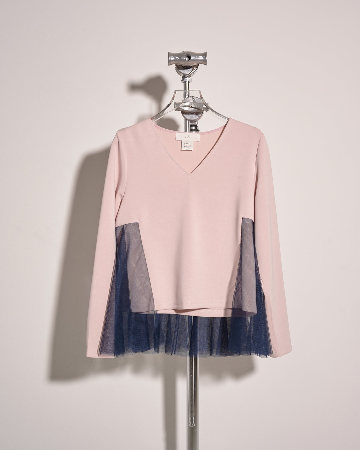 aalis XAN tulle v neck sweater  (Pink mix)