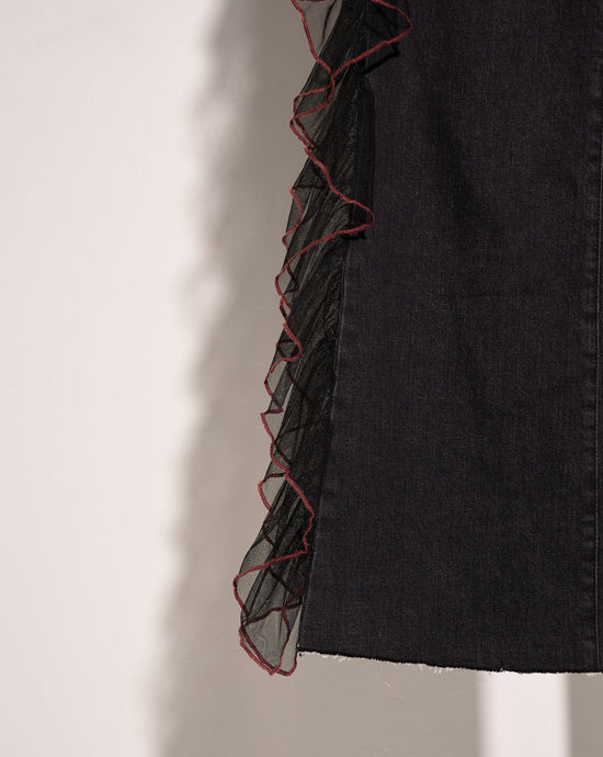 aalis LOI cascade mesh trim jeans (Black denim)
