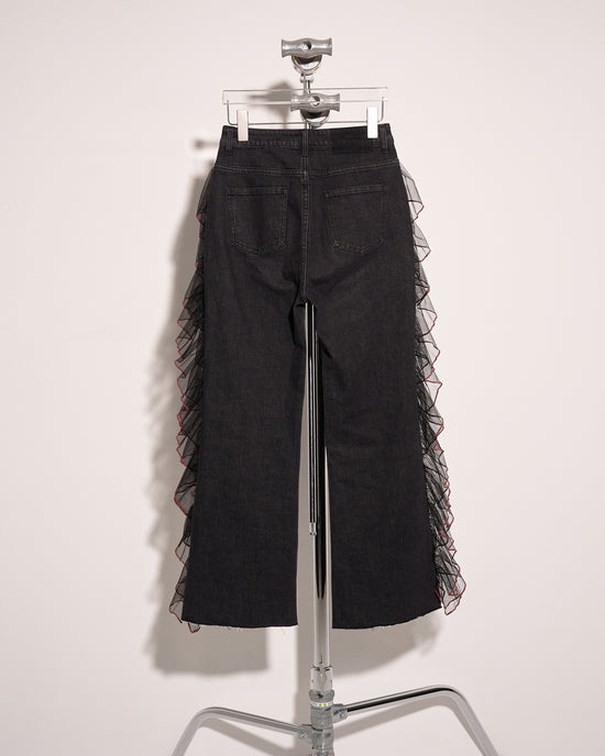 aalis LOI cascade mesh trim jeans (Black denim)