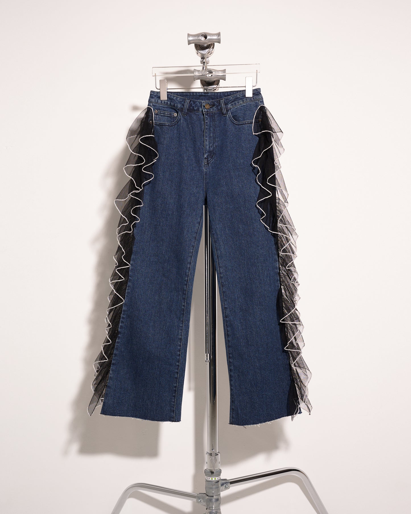 aalis LOI cascade mesh trim jeans (Black denim) –