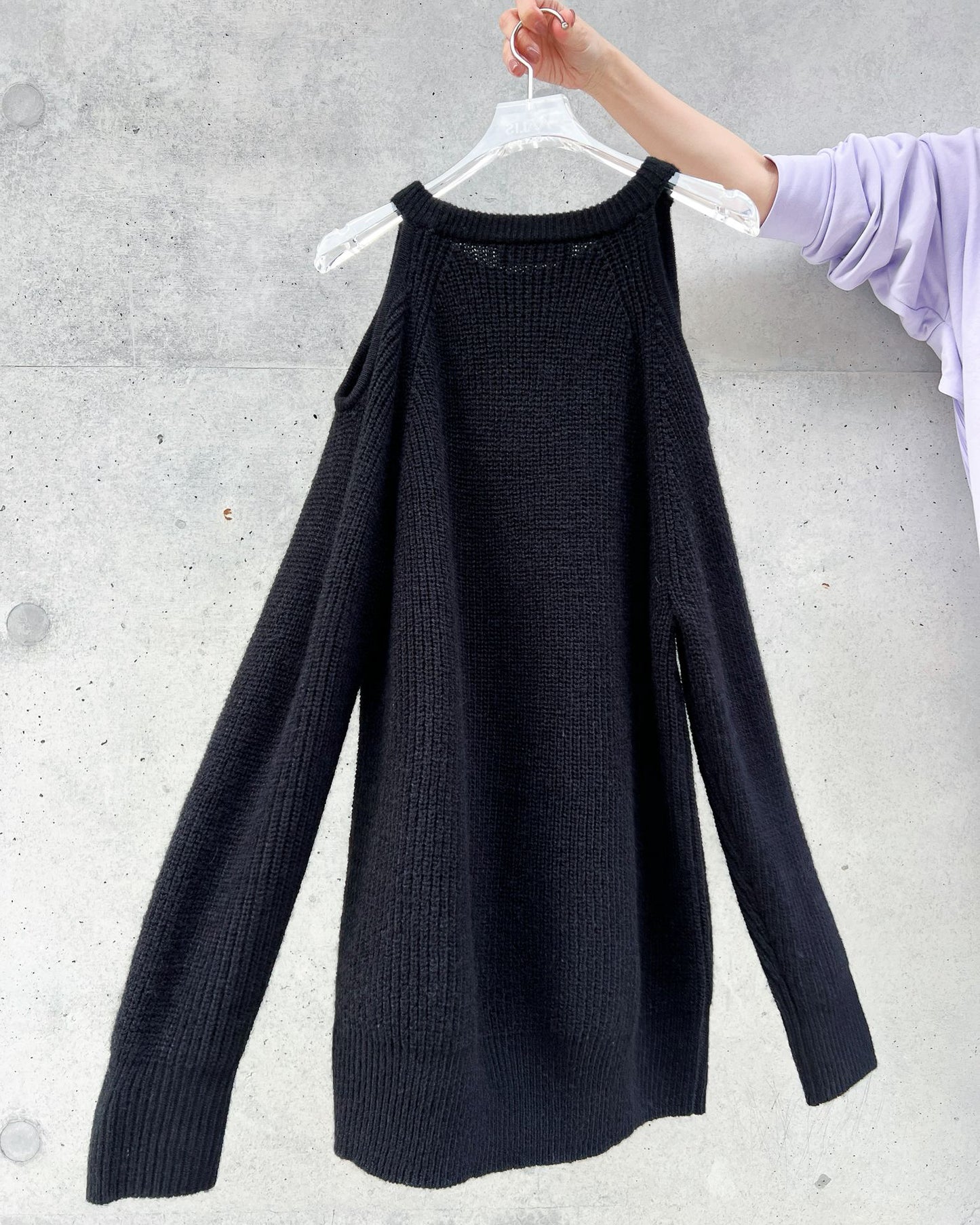 aalis SHYLA cut out shoulder tunic sweater dress (Black)