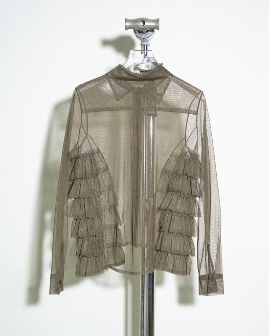 aalis SONGA tiered detail mesh shirt (Charcoal mesh)