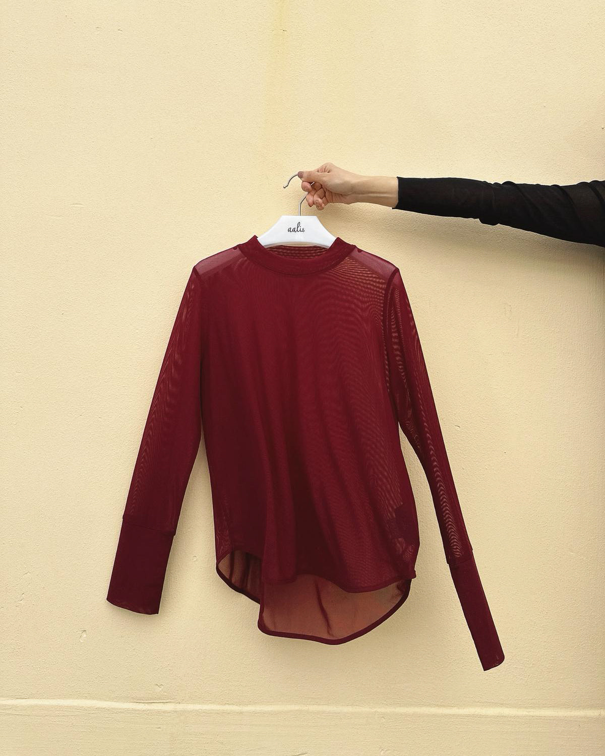 aalis RIVKA mesh crew neck top (Burgundy)