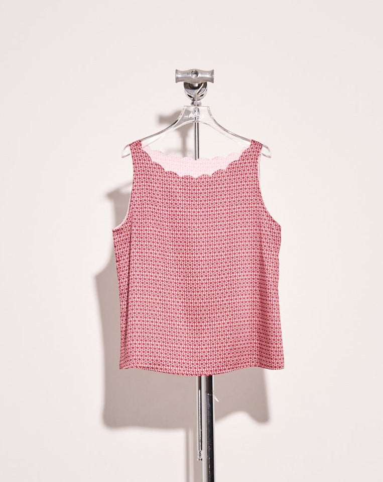 aalis DIER scallop edge V neck tank (Red)