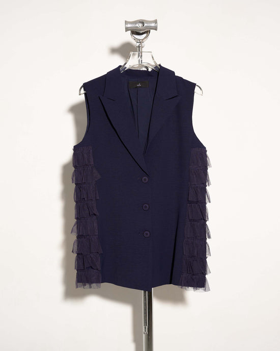aalis INSLEY tiered mesh ruffles blazer vest (Dark blue)