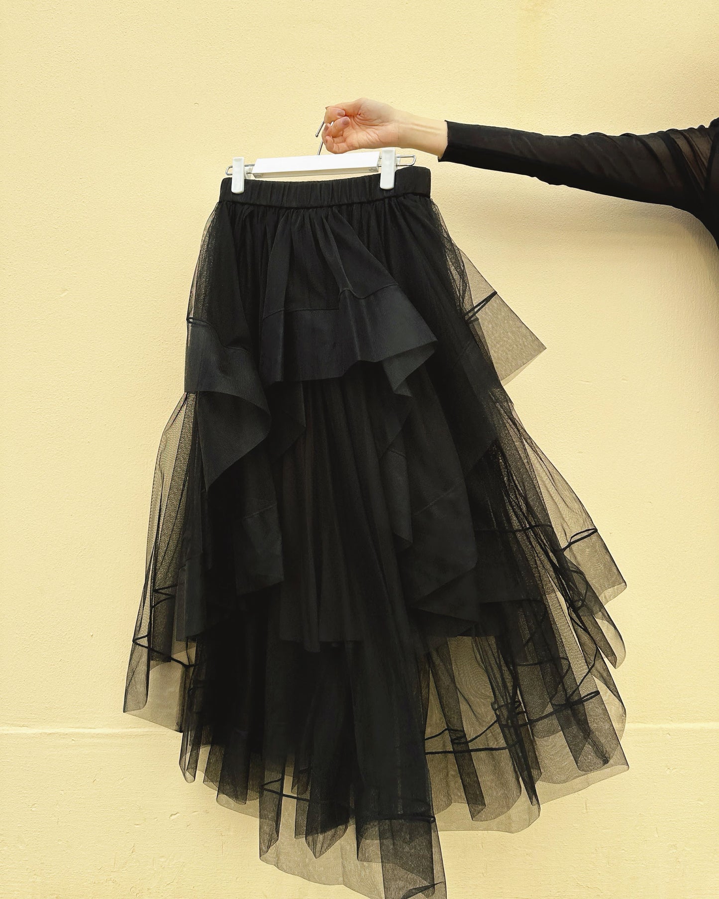 aalis EMBER tiered cascade mesh skirt (Black Mesh)
