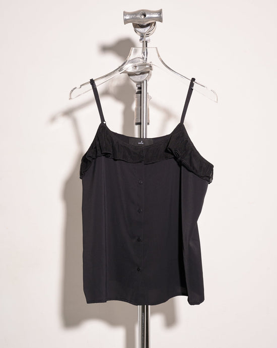 aalis JAX mesh ruffle detail shirt camisole (Black)