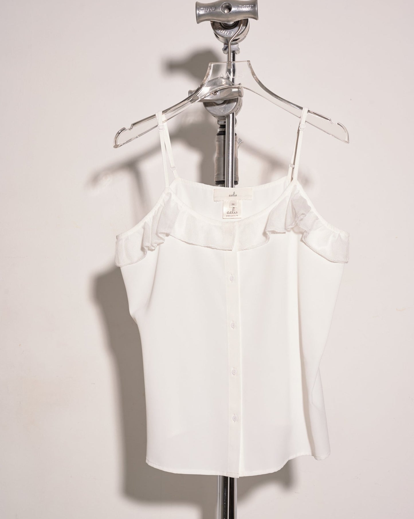 Load image into Gallery viewer, aalis JAX mesh ruffle detail shirt camisole (White)
