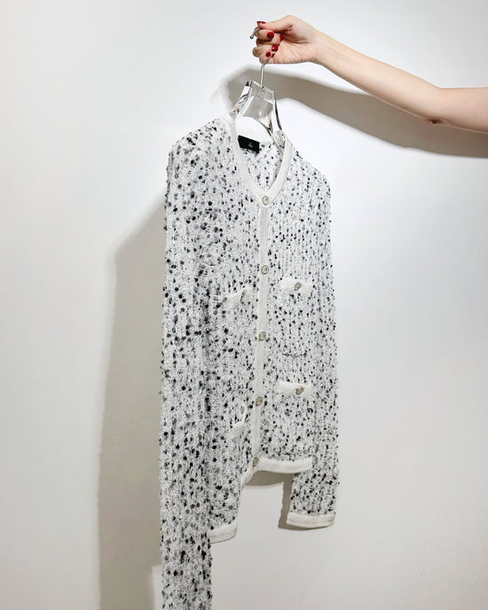 aalis FAYA FW25 - Mini Pom Pom knitted cardigan (Grey Mix)