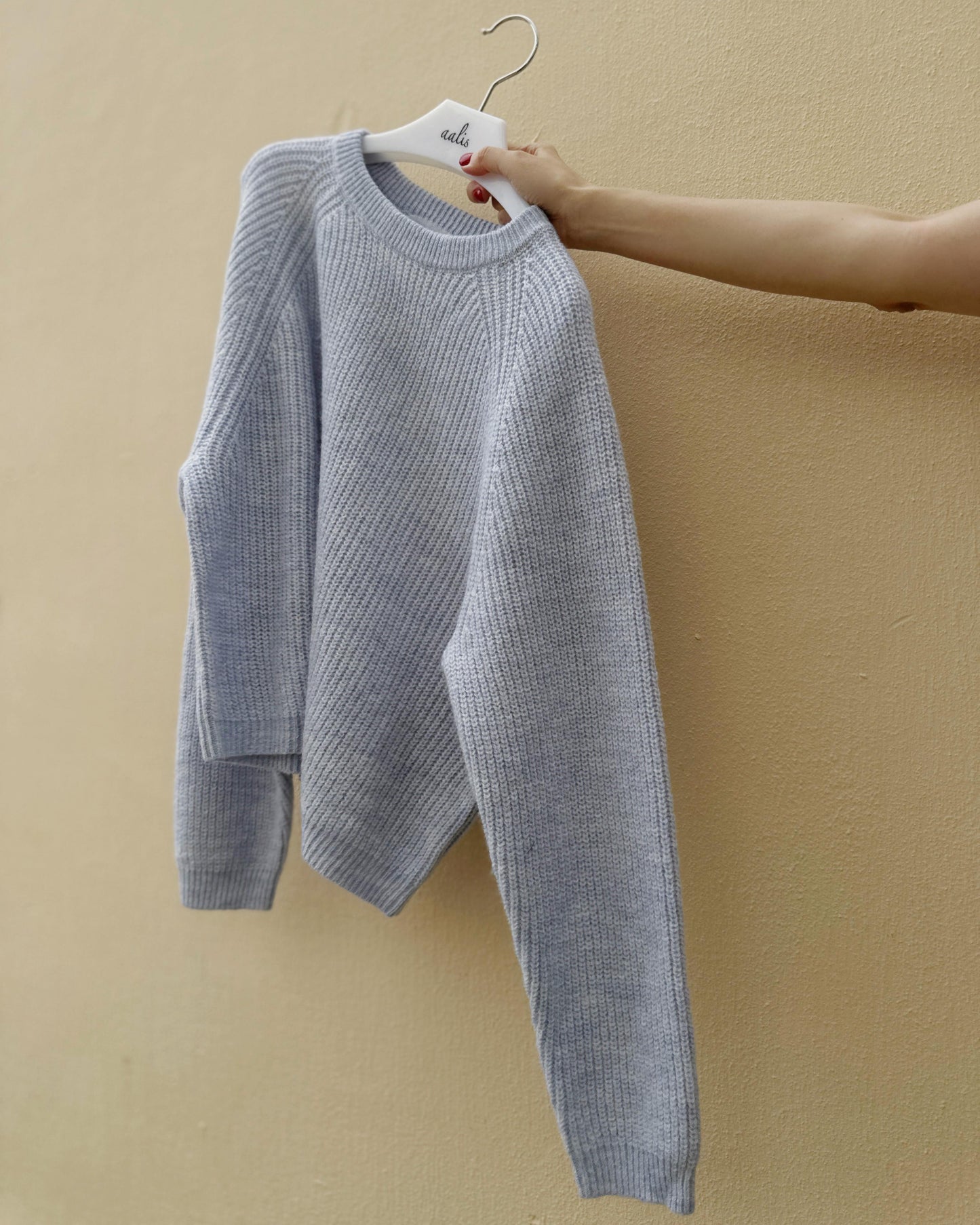 aalis ELA raglan sleeves knitted sweater (Heather Blue)