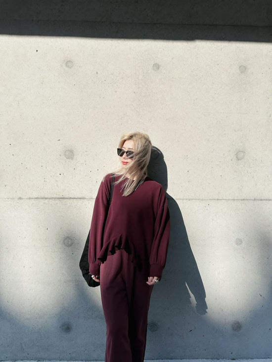 aalis CARA FW25 ruffle hem sweater (Plum)