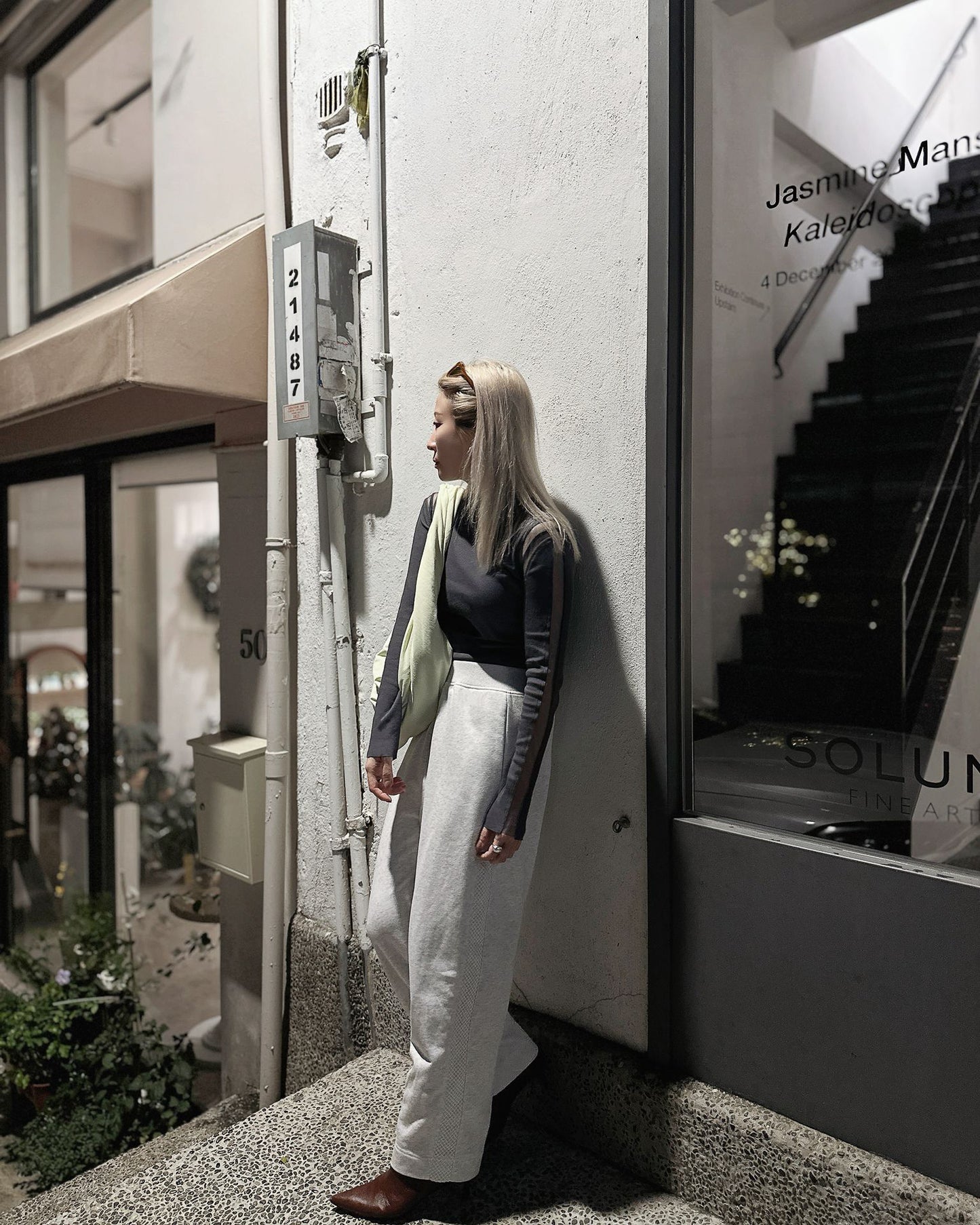 aalis REMY fishnet side panel track pants  (Light Grey)