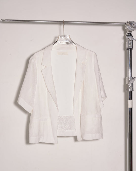 Load image into Gallery viewer, aalis EVE crinkle SS blazer (White)
