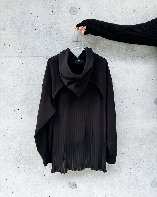 aalis PARMA pleated chiffon hoodie (Black)