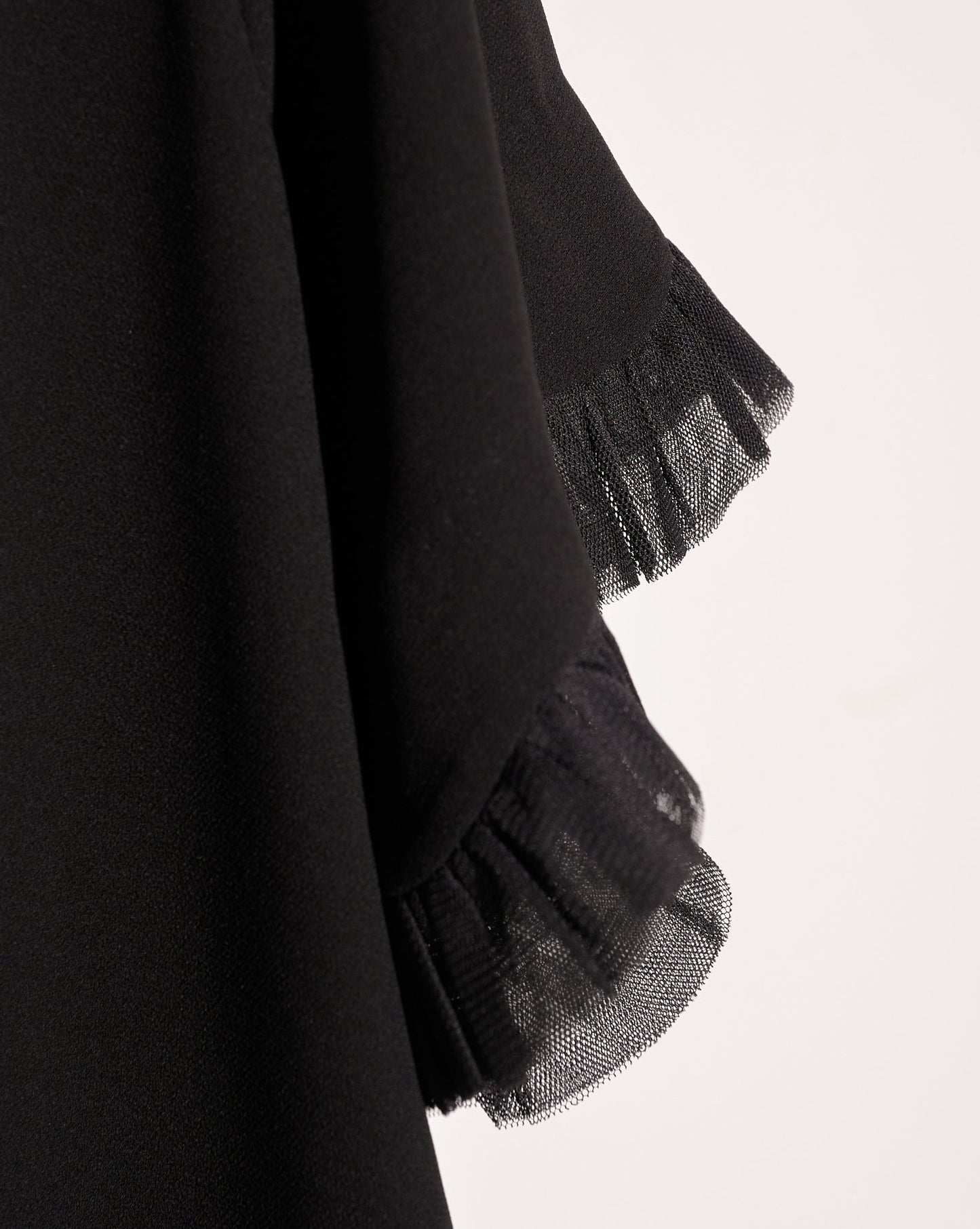 aalis REENE mesh scallop edge shirt top (Black)