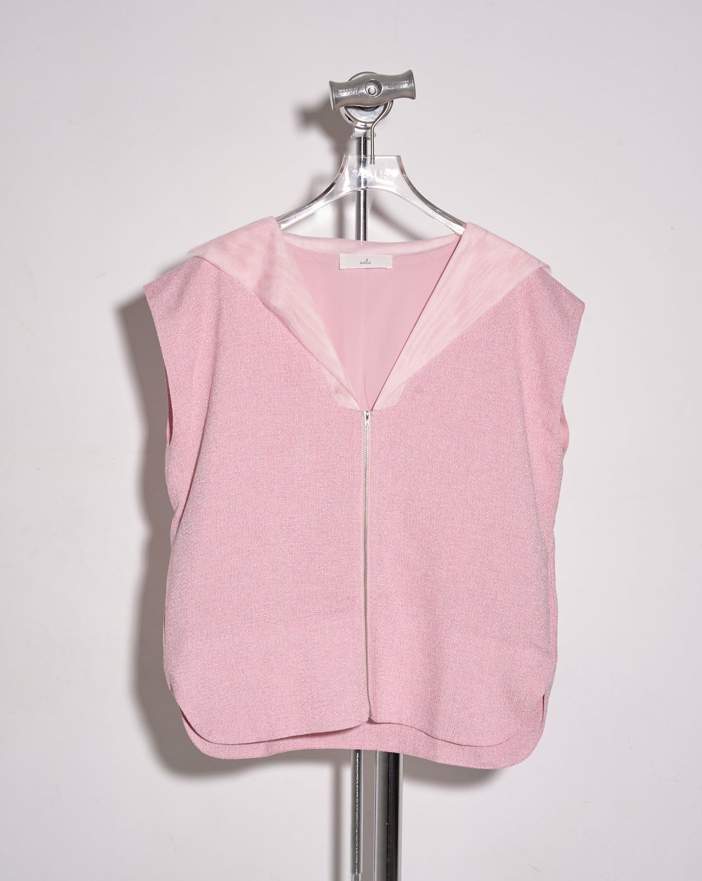 aalis WENDY tweed sleeveless pullover with mesh collar (Pink)