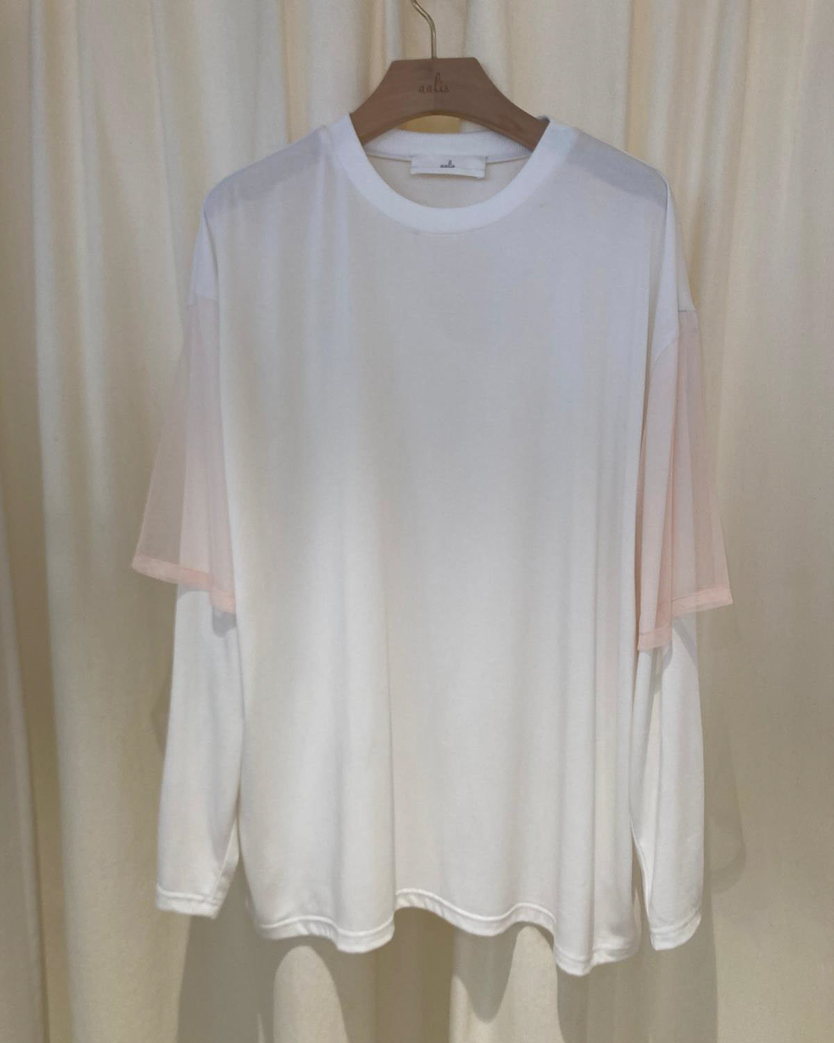 aalis AIMEE mesh short sleeves dropped shoulder top (White)