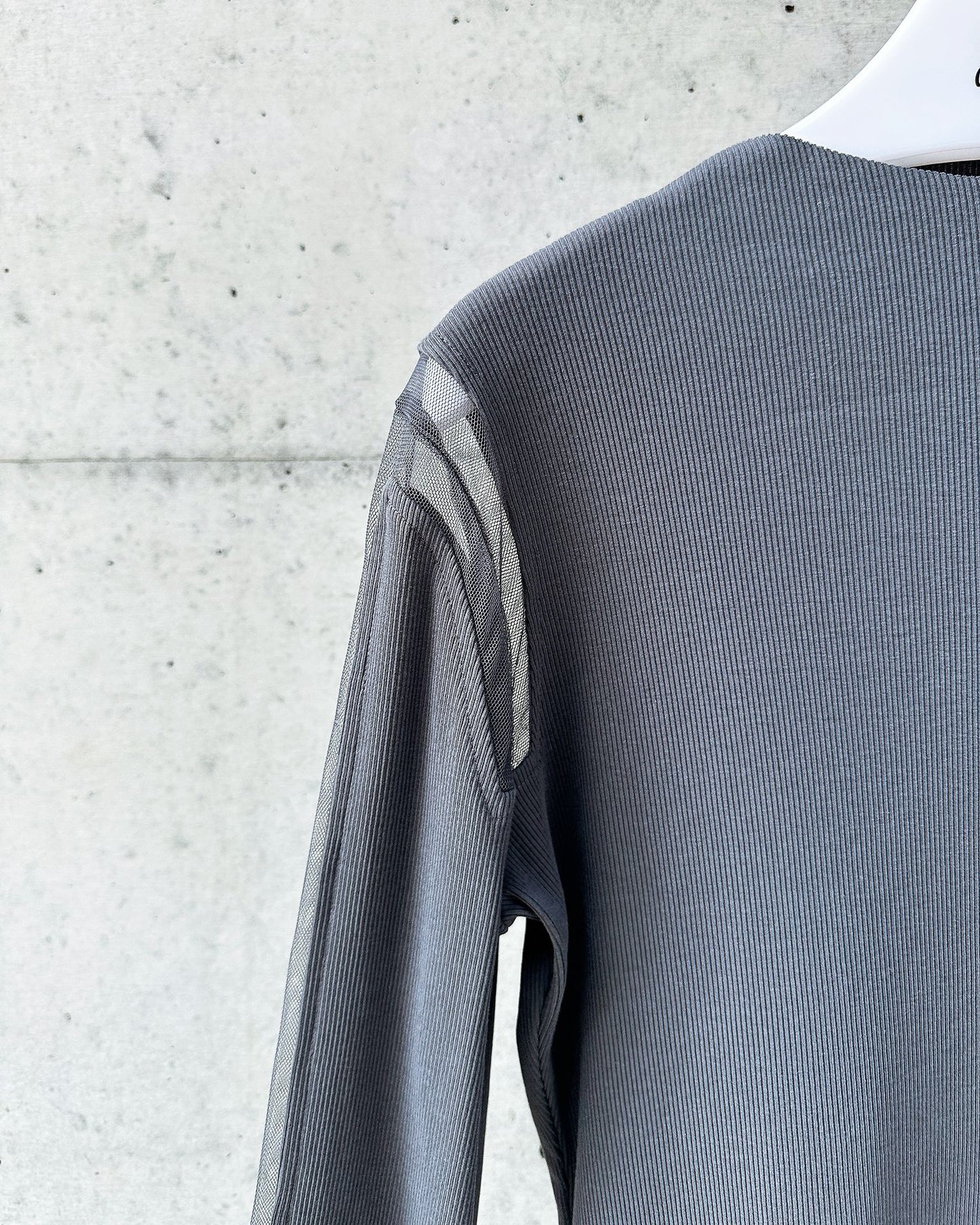 aalis HAYES mesh panel ribbed L/S top (Grey)