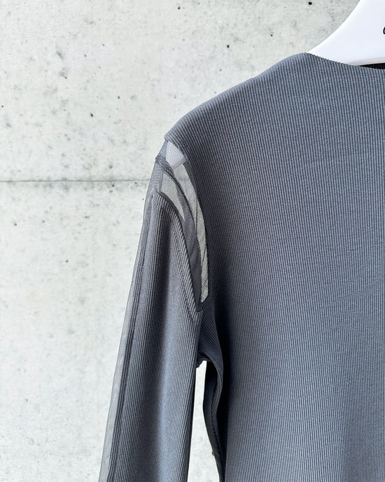 aalis HAYES mesh panel ribbed L/S top (Grey)