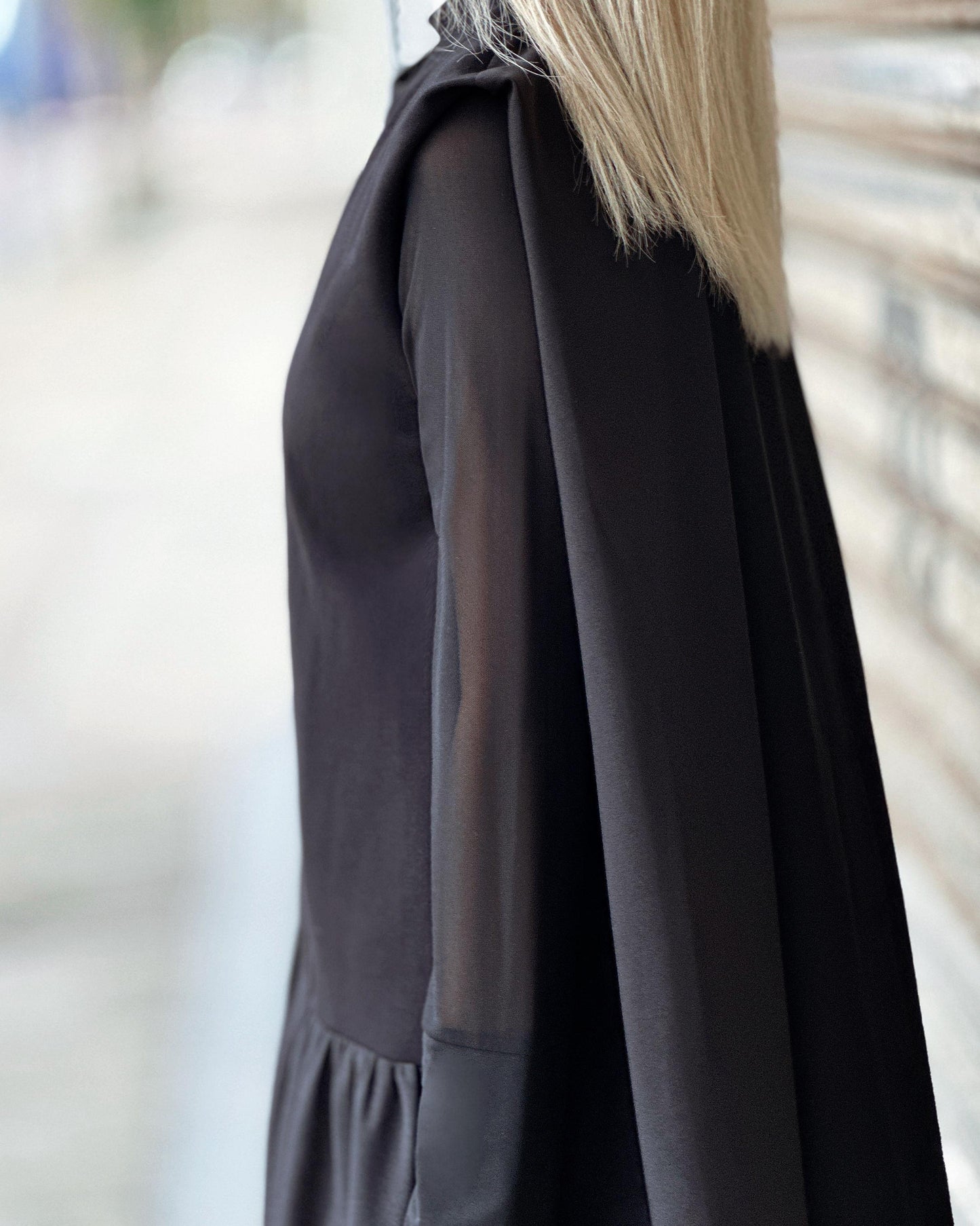 aalis ZANI cape detail maxi dress (Black)