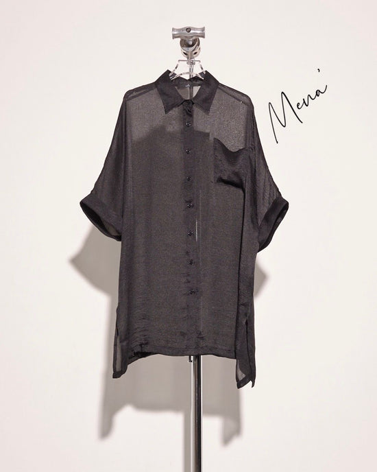 aalis MENA mid sleeves oversized shirt (Black)