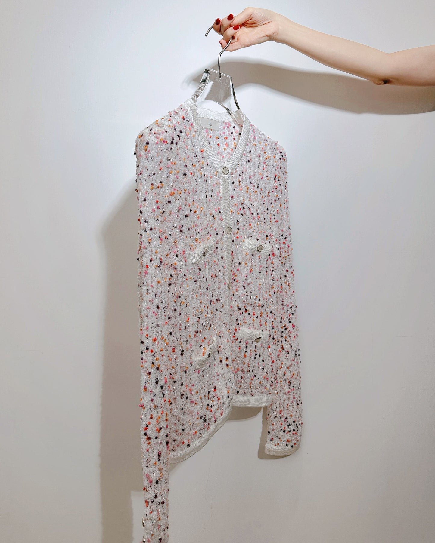 aalis FAYA FW25 - Mini Pom Pom knitted cardigan (Purple Mix)