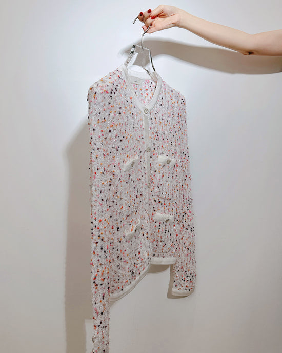 aalis FAYA FW25 - Mini Pom Pom knitted cardigan (Purple Mix)