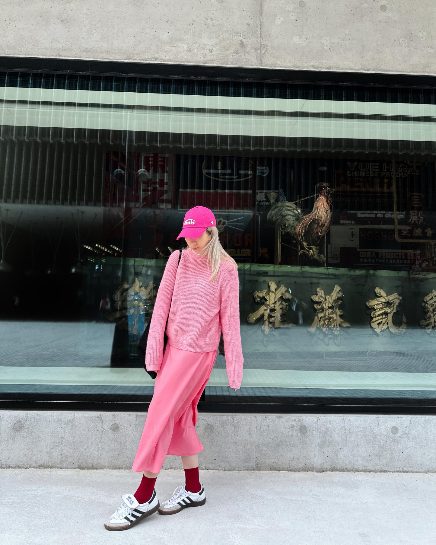 aalis ELA raglan sleeves knitted sweater (Heather Pink)