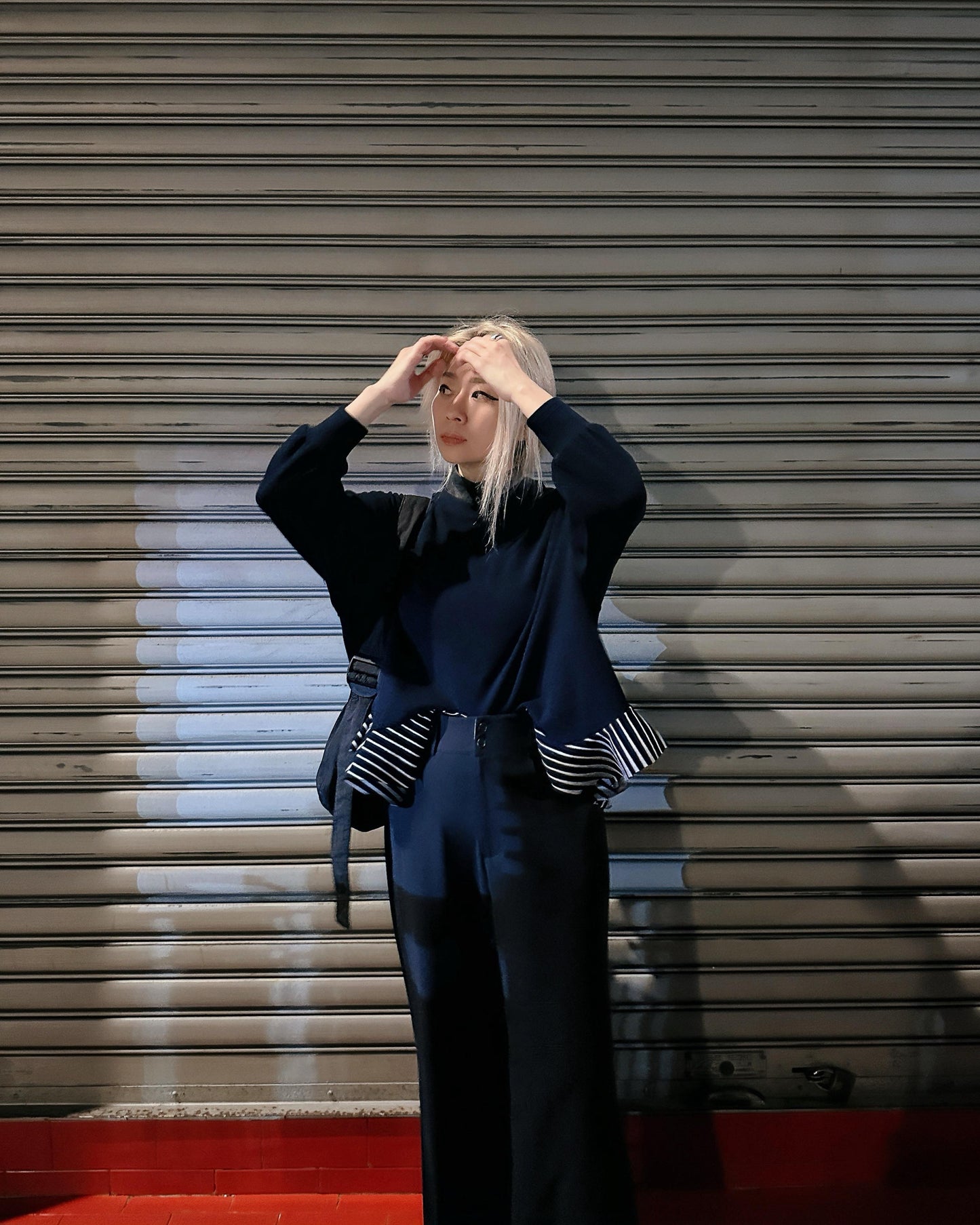 aalis CARA FW25 ruffle hem sweater (Navy Mix)