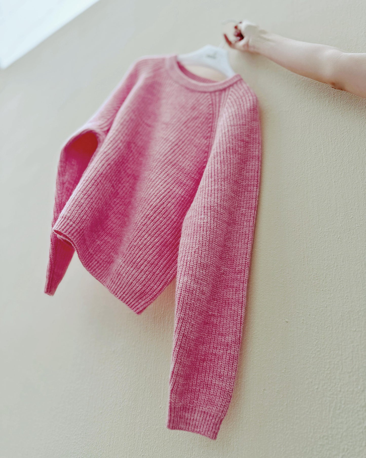 aalis ELA raglan sleeves knitted sweater (Heather Pink)