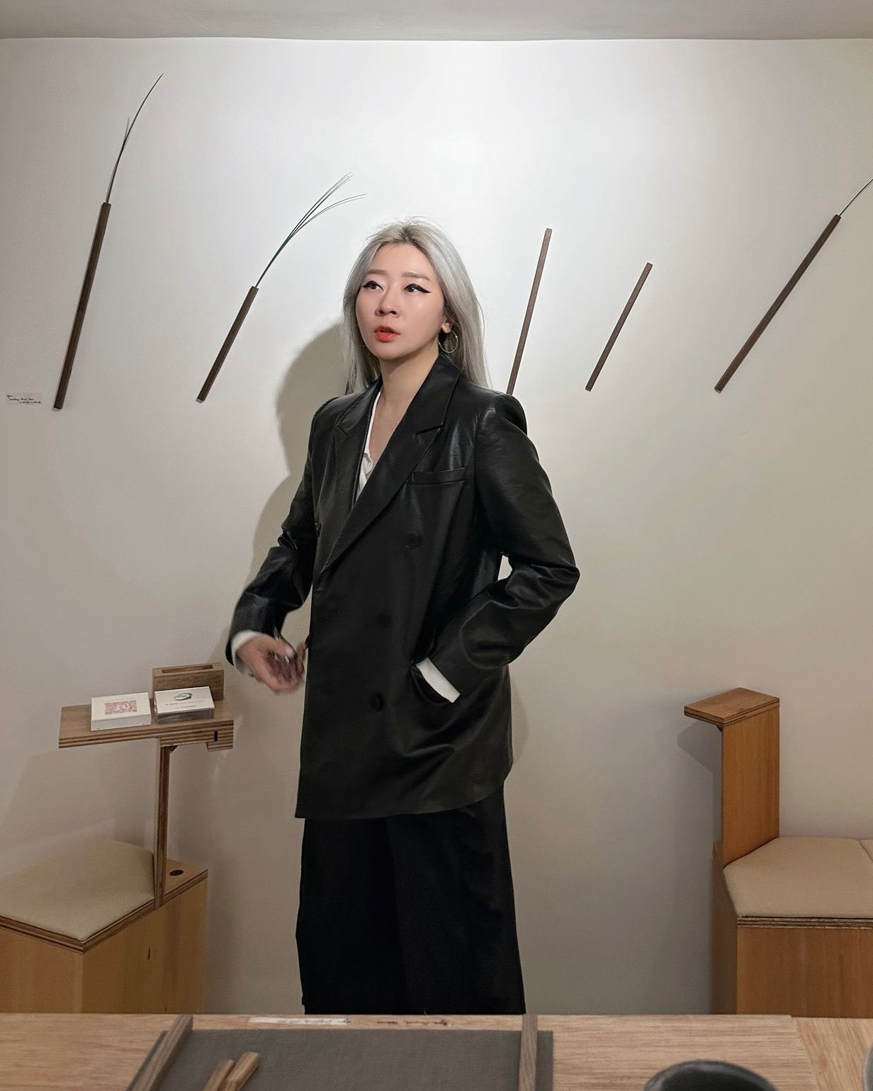 (Pre-order) aalis MONI leather blazer (Black) (Size 32-40)