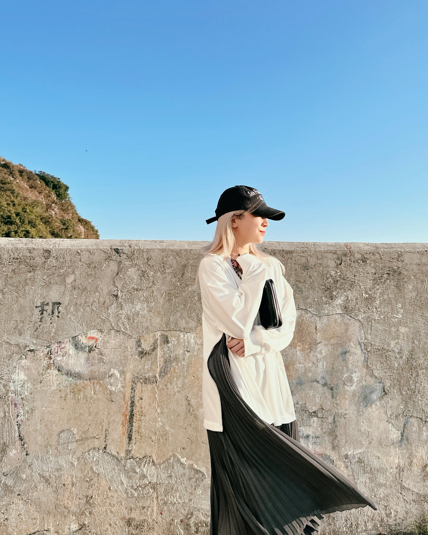 aalis FABIAN Pleated chiffon sweater dress (White Mix)