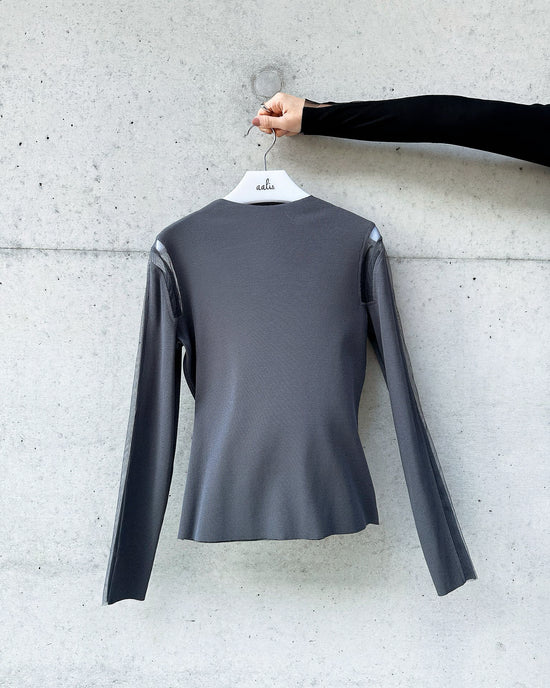 aalis HAYES mesh panel ribbed L/S top (Grey)